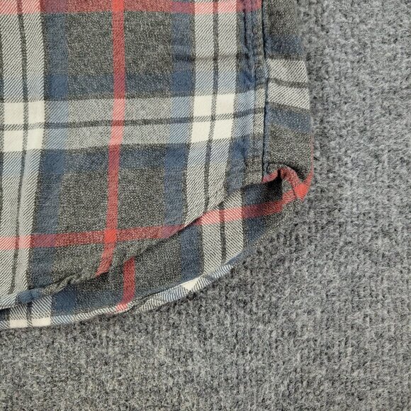 J Crew Button Shirt Men's Small Gray Red Plaid Flannel Long Sleeve Pocket Adult - Picture 6 of 14